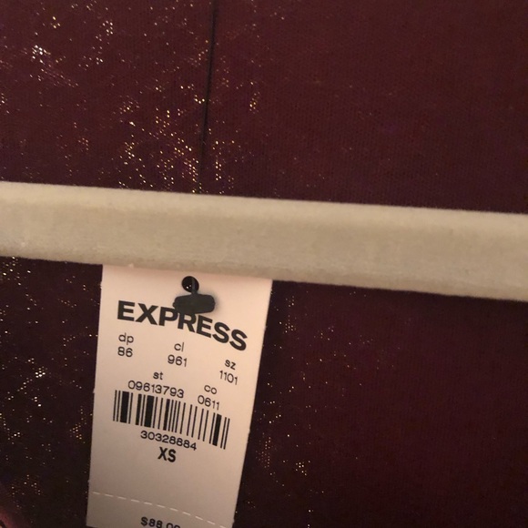 express blouse one piece sequin womens long sleeve xs burgundy - Picture 3 of 6